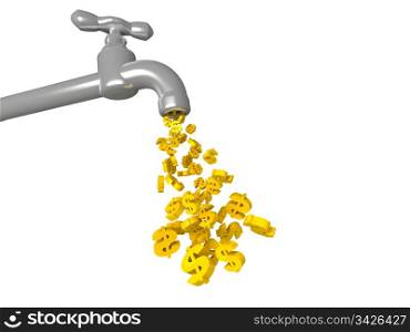 illustration of the golden coins falling from tap