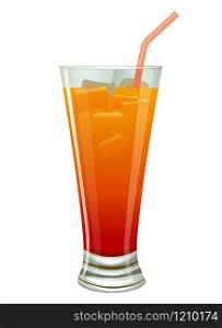 illustration of the orange beverage cocktail on the white background. orange cocktail