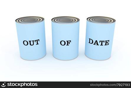 "Illustration of three cans of food with the words "Out of date""
