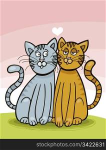 Illustration of two Cats in Love