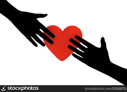 Illustration of two hands reaching out towards a heart