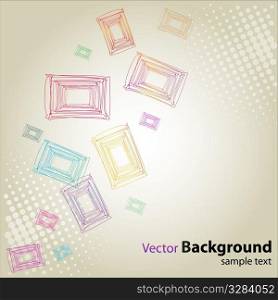 illustration of vector abstarct background with colorful rectangle on halftone background