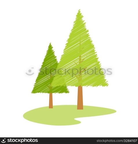 illustration of vector tree with sketch effect against an isolated background