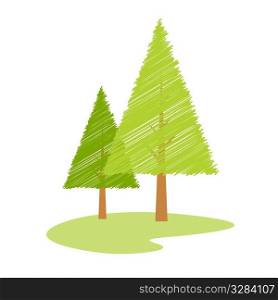 illustration of vector tree with sketch effect against an isolated background