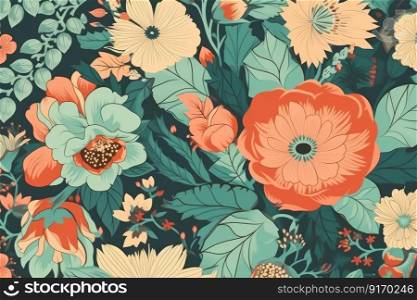 illustration of vintage floral seamless pattern by generative AI