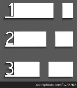 Illustration of white paper bars with numbers with realistic shadows on gray background &#xA;