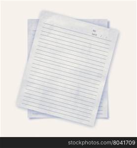 illustration of white paper with line on white background