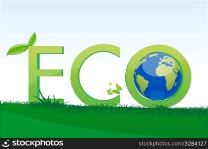illustration of word eco with globe