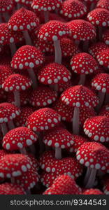 illustration red amanita mushroom texture realistic 3D background fungi