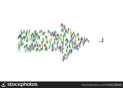 Illustration showing many people in arrow shape - 3d rendering