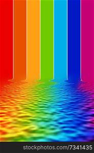 Illustration spectrum colors reflecting on water