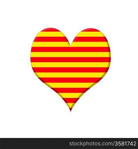 Illustration with a Catalonia heart on white background.