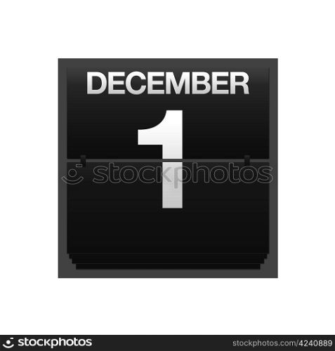 Illustration with a counter calendar december 1.