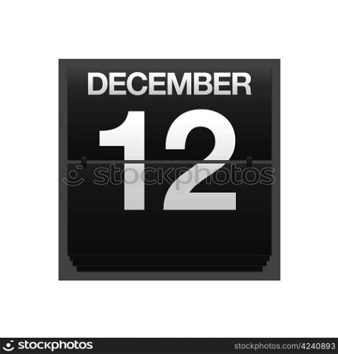 Illustration with a counter calendar december 12.