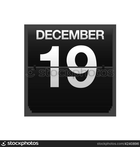 Illustration with a counter calendar december 19.