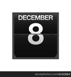 Illustration with a counter calendar december 8.