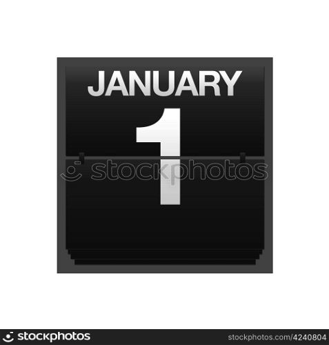 Illustration with a counter calendar January 1.