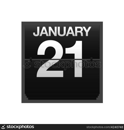 Illustration with a counter calendar January 21.