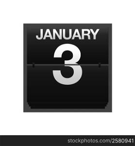 Illustration with a counter calendar January 3.
