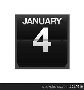 Illustration with a counter calendar January 4.