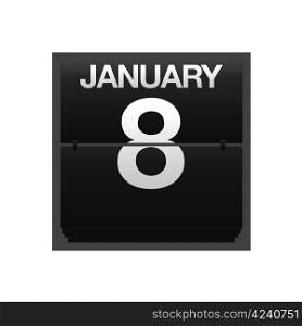 Illustration with a counter calendar January 8.