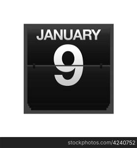 Illustration with a counter calendar January 9.