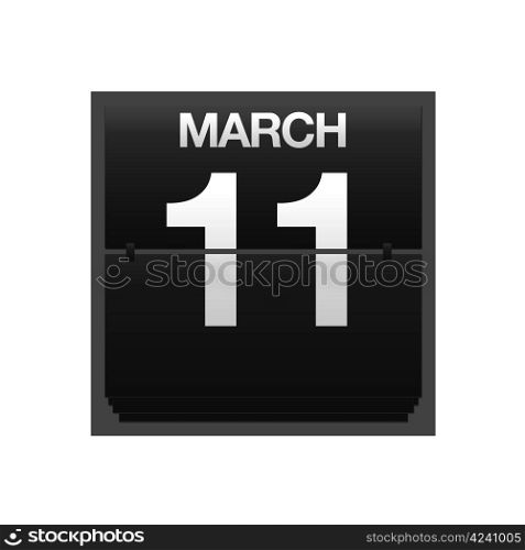 Illustration with a counter calendar march 11.