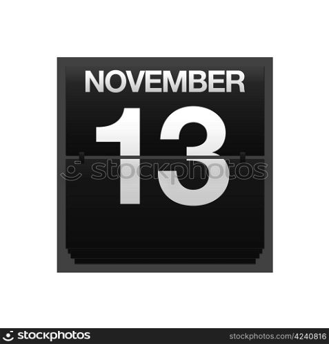 Illustration with a counter calendar november 13.