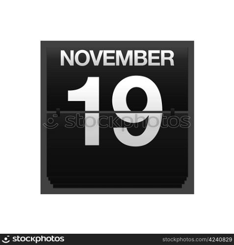 Illustration with a counter calendar november 19.