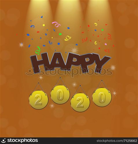 Illustration with a Happy New Year 2020. 3D rendering.
