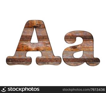 Illustration with A letter in wooden and rusty metal.