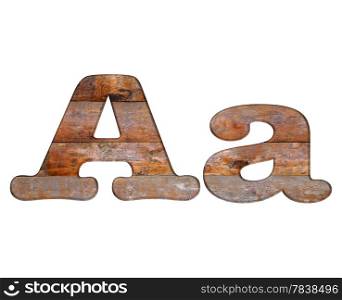Illustration with A letter in wooden on white background.