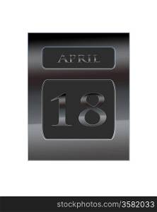 Illustration with a metal calendar April 18.