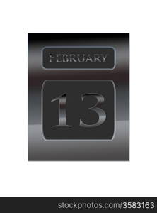 Illustration with a metal calendar February 13.