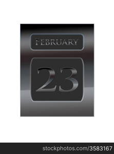 Illustration with a metal calendar February 23.