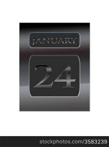 Illustration with a metal calendar January 24.