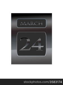 Illustration with a metal calendar March 24.