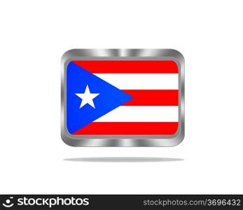 Illustration with a metal Puerto Rico flag on white background.