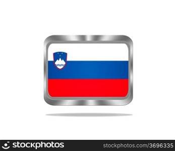 Illustration with a metal Slovenia flag on white background.