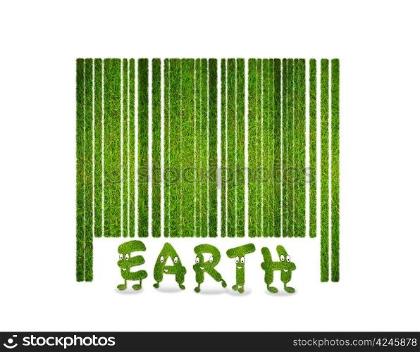 Illustration with a nature barcode and grass.