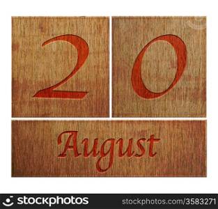 Illustration with a wooden calendar August 20.