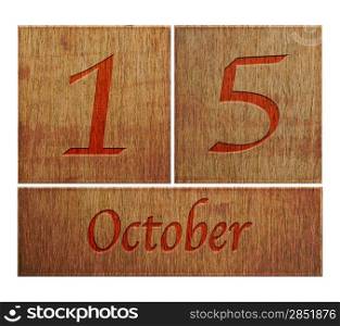 Illustration with a wooden calendar October 15.