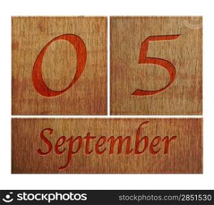 Illustration with a wooden calendar September 5.