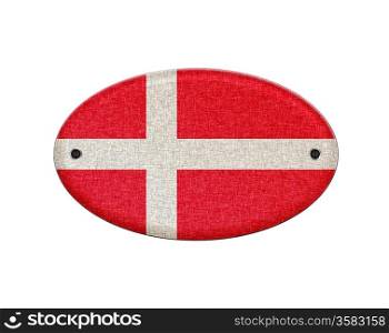 Illustration with a wooden sign of Denmark.