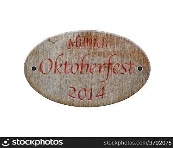 Illustration with a wooden sign of Oktoberfest 2014.