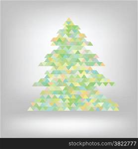 illustration with abstract green spruce on grey background