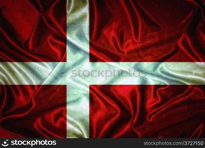 Illustration with an old vintage flag of Denmark.