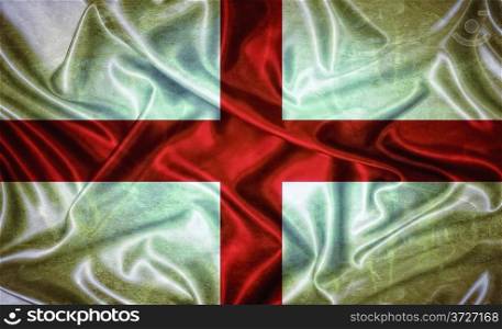 Illustration with an old vintage flag of England.