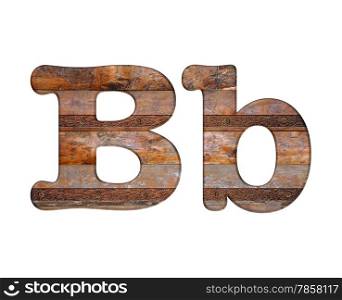 Illustration with B letter in wooden and rusty metal.