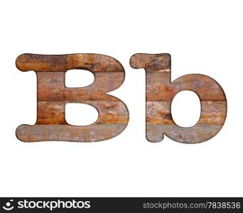 Illustration with B letter in wooden on white background.